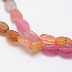 Tourmaline Natural Tourmaline Beads Strands, Oval, 7x5x2mm, Hole: 1mm, about 70~72pcs/strand, 15.3 inch(39cm)