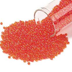 (165) Transparent AB Light Siam Ruby TOHO Round Seed Beads, Japanese Seed Beads, (165) Transparent AB Light Siam Ruby, 11/0, 2.2mm, Hole: 0.8mm, about 5555pcs/50g