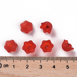 Красный Прозрачные акриловые шарики, Цветок тюльпана, ландыш, матовые, красные, 10x6 мм, отверстие : 1.5 мм, Около 2100 шт / 500 г