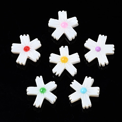 Mixed Color Natural Freshwater Shell Beads, with Enamel, Flower, Mixed Color, 15x14x4.5mm, Hole: 0.9mm