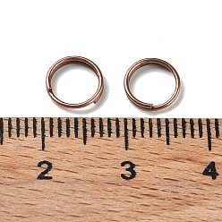 Red Copper Brass Split Rings, Double Loops Jump Rings, Red Copper, 7x1.2mm, about 5.8mm inner diameter