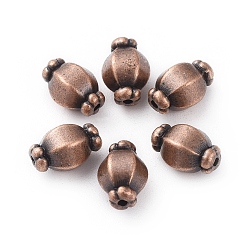 Red Copper Tibetan Style Spacer Beads, Zinc Alloy, Lead Free & Nickel Free & Cadmium Free, Lantern, Red Copper Color, 7mm in diameter, 10mm long, hole: 1mm