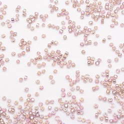 Brun Rosé  8/0 rondes perles de rocaille de verre, Grade a, argent bordée trou carré, couleurs transparentes arc, brun rosé, 2.8~3.2mm, trou: 1.0 mm, environ 15000 pièces / livre