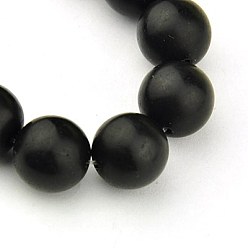 Black Synthetic Black Stone Beads Strands, Frosted, Round, Black, 4mm, Hole: 1mm, about 98pcs/strand, 14.5~15 inch