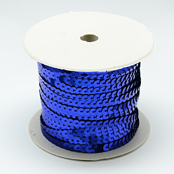 Синий Пластиковые блестки, блестки бисер, Аксессуары для орнаментов, плоско-круглые, синие, 6 мм, около 100 ярдов / рулон