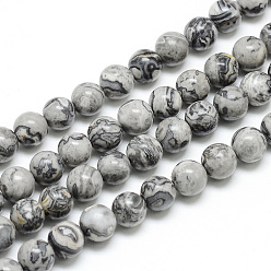 Map Stone Natural Map Stone/Picasso Stone/Picasso Jasper Beads Strands, Round, 10mm, Hole: 1.4mm, about 42pcs/strand, 14.96 inch