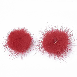Red Faux Mink Fur Ball Decoration, Pom Pom Ball, For DIY Craft, Red, 2.5~3cm, about 100pcs/board