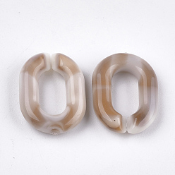 Tan Acrylic Linking Rings, Quick Link Connectors, For Jewelry Chains Making, Imitation Gemstone Style, Oval, Tan, 19x14x4mm