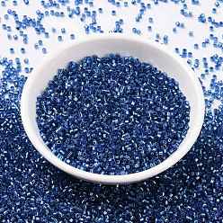 Blue Cylinder Seed Beads, Silver Lined, Round Hole, Uniform Size, Blue, 2x1.5mm, Hole: 0.8mm, about 40000pcs/bag, about 450g/bag