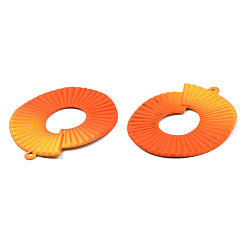 Dark Orange Spray Painted Iron Pendants, Round Ring, Dark Orange, 47x40x2.5mm, Hole: 1.6mm