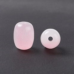 Бледно-Розовый Непрозрачные стеклянные бусы, баррель, розовый жемчуг, 10x8 мм, отверстие : 1.6 мм
