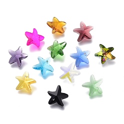 Mixed Color Faceted Glass Charms, Starfish, Mixed Color, 14x15x7mm, Hole: 1.4mm