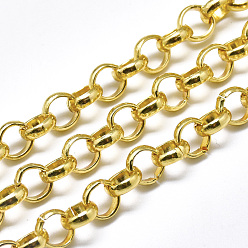 Золотой Алюминий Роло цепи, отрыгивающая цепь, с катушкой, несварные, золотые, 8x2.5 мм, около 65.61 футов (20 м) / рулон