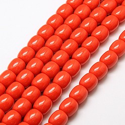Orange Red Imitation Amber Resin Drum Beads Strands for Buddhist Jewelry Making, Orange Red, 12x12mm, Hole: 2mm, about 34pcs/strand, 15.5 inch