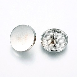 Platinum Alloy Shank Buttons, 1-Hole, Flat Round, Platinum, 15x7mm, Hole: 2mm