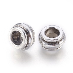 Argent Antique  Perles de séparateur de style tibétain , sans cadmium et sans nickel et sans plomb, rondelle, argent antique, 12x7mm, Trou: 6.5mm