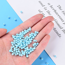 Light Sky Blue Opaque Acrylic Beads, AB Color, Round, Light Sky Blue, 4x3.5mm, Hole: 1.6mm, about 15000pcs/500g