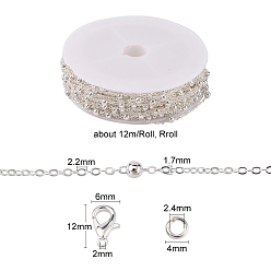 Silver DIY Chain Bracelet Necklace Making Kit, Including Brass Coated Iron Cable Chains, Brass Jump Rings, Alloy Clasps, Silver, Chains: 39.37 Feet(12m)/bag