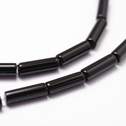 Black Onyx Natural Black Onyx Beads Strands, Grade A, Dyed & Heated, Column, 13x4mm, Hole: 1mm, about 29pcs/strand, 15.16 inch~15.35 inch