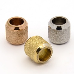 Mixed Color Stainless Steel Textured Beads, Large Hole Column Beads, Mixed Color, 10x10mm, Hole: 6mm