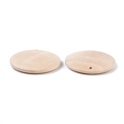 PapayaWhip Wood Pendants, Flat Round, PapayaWhip, 28~29.5x5mm, Hole: 1.5mm