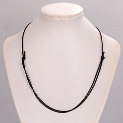 Черный Корейский вощеный полиэфирный шнур ожерелье, чёрные, 14.17~28.35 дюйм (36~72 см), 1.5 мм