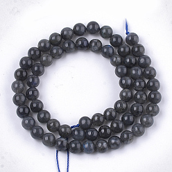 Larvikite Natural Black Labradorite Beads Strands, Grade A, Round, 6mm, Hole: 0.8mm, about 62~65pcs/strand, 15.3 inch
