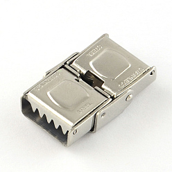 Stainless Steel Color Smooth Surface 201 Stainless Steel Watch Band Clasps, Stainless Steel Color, 25x15.5x8mm, Hole: 12x3mm