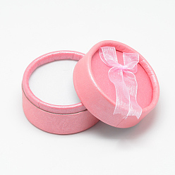 Pink Cardboard Ring Boxes, Flat Round, Pink, 5.5x3.5cm