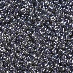 Gray Glass Seed Beads, Trans. Colours Lustered, Round, Gray, 2mm, Hole: 1mm, 3333pcs/50g, 50g/bag, 18bags/2pounds