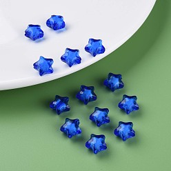 Blue Transparent Acrylic Beads, Bead in Bead, Faceted, Star, Blue, 10.5x11x7mm, Hole: 2mm, about 1280pcs/500g