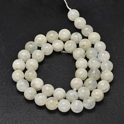 Rainbow Moonstone Round Grade A Natural Rainbow Moonstone Bead Strands, 8.5mm, Hole: 1mm, about 42pcs/strand, 15.5 inch