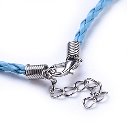 Mixed Color Imitation Leather Necklace Cords, with Platinum Color Iron Lobster Clasps and Iron Chains, Mixed Color, about 16.5 inch long, 3mm wide