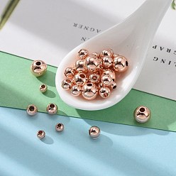 Rose Gold 200Pcs 4 Size Brass Spacer Beads, Round, Plated with Light Rose Gold Color, Rose Gold, 3mm/4mm/5mm/6mm, hole: 1~1.5mm, 50pcs/Style