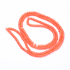Orange Red Transparent Glass Bead Strands, Frosted, Round, Orange Red, 4mm, Hole: 1.1~1.6mm, about 200pcs/strand, 31.4 inch