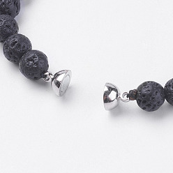 Pierre D'or Bracelets extensibles en perles de lave naturelle, avec goldstone synthétique, fermoir magnétique et résultats d'alliage, 7-5/8 pouces (195 mm)