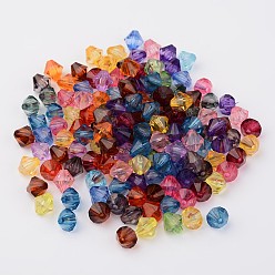 Mixed Color Faceted Bicone Transparent Acrylic Beads, Dyed, Mixed Color, 18mm, Hole: 2mm, about 150pcs/500g