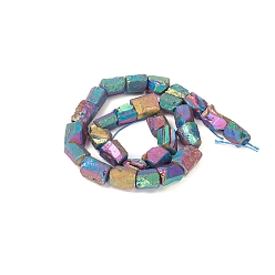 Multi-color Plated Electroplated Natural Quartz Crystal Beads Strands, Nuggets, Multi-color Plated, 13~17x7~16x7~16mm, Hole: 1.2mm, about 27pcs/strand, 15.16 inch(38.5cm)