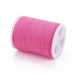 Hot Pink Round Waxed Polyester Cord, Taiwan Waxed Cord, Twisted Cord, Hot Pink, 1mm, about 12.02 yards(11m)/roll