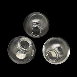 Clair Bouteilles rondes de boule de globe en verre soufflé à la main, pour la fabrication de pendentifs pour flacons en verre, clair, 30mm, Trou: 5~7mm