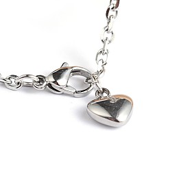 Stainless Steel Color 304 Stainless Steel Bracelets, with Heart Charms and Extender Chain, Stainless Steel Color, 1-5/8 inchx2-1/4 inch(42x58mm)