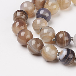 Gray Natural Dyed Agate Beads Necklaces, with Brass Lobster Claw Clasps, Round, Gray, Beads: 6mm, 18.9 inch(48cm)