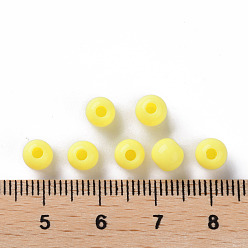 Jaune Perles acryliques opaques, ronde, jaune, 6x5mm, Trou: 1.8mm, environ4400 pcs / 500 g