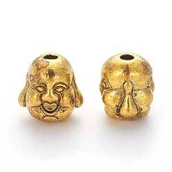 Antique Golden Tibetan Style Beads, Lead Free, Buddha, Antique Golden, 10x10x9mm, Hole: 2mm