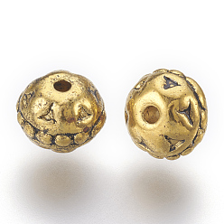 Античное Золото Сплавочные овальные бусины тибетского стиля , без свинца и без кадмия, круглые, античное золото , 8 мм диаметром, толщиной 7 мм , отверстие : 1.5 мм