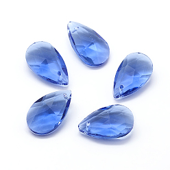Королевский синий Граненые подвески стекла, слеза, королевский синий, 15x9.5x5.5 мм, отверстие : 1 мм