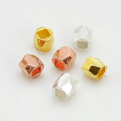 Mixed Color Brass Spacer Beads, Faceted, Column, Mixed Color, 3x3mm, Hole: 1.5mm
