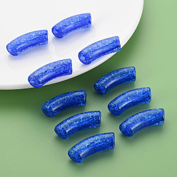 Средно-синий Прозрачных бусин акриловые треск, изогнутая трубка, светло-синий, 35x11.5x13.5 мм, отверстие : 3.5 мм, Около 148 шт / 500 г