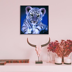 Tigre Diy 5d animaux tigre motif toile kits de peinture au diamant, avec des strass de résine, stylo collant, plateau, colle d'argile, pour la décoration murale de la maison cadeau d'art de diamant de forage complet, motif de tigre, 33x29.7x0.03 cm