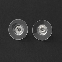 Platinum Brass Bullet Clutch Earring Backs, with Plastic Pads, Ear Nuts, Nickel Free, Platinum, 12x7mm